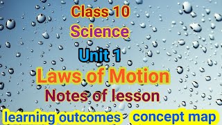 10th Science Unit 1  Laws of Motion  notes of lesson  Learning outcomes concept map lesson plan [upl. by Hermy]