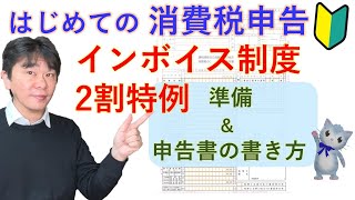 はじめての消費税申告、インボイス制度の2割特例を適用する場合の準備と消費税申告書の書き方【静岡県三島市の税理士】 [upl. by Nnaeilsel]