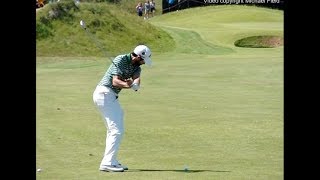 Adam Hadwin golf swing  Long Iron downtheline view July 2017 [upl. by Horsey]