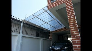 Como instalar cobertura de Policarbonato com Telhas Click Cristal em Corredor Lateral Polysolution [upl. by Ratib]