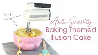 AntiGravity Baking Themed Illusion Hand Mixer Cake Tutorial  Plus Celebrating 100k [upl. by Anirdna687]