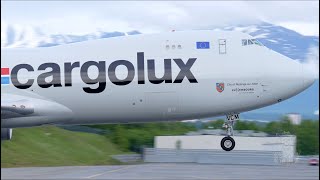 Cargolux 7478F Windy Landing At Ted Stevens Anchorage International Airport [upl. by Cooe5]