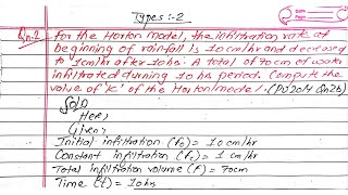 Hortons Equation  Types2  BE Civil  Prashant YT  Hydrology  Hortons constant  PU 2019Qn3a [upl. by Adnoek]