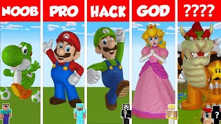 Minecraft SUPER MARIO STATUE HOUSE BUILD CHALLENGE  NOOB vs PRO vs HACKER vs GOD [upl. by O'Connor]