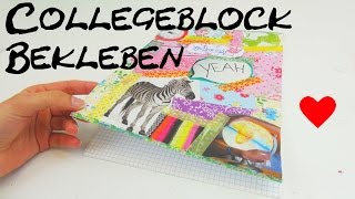 Collegeblock gestalten DIY College block bekleben und verschönern Anleitung Tutorial  How To [upl. by Poirer]