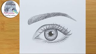 Easy way to draw a realistic eye for Beginners step by step Using only 1 pencil [upl. by Irelav232]