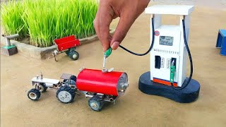 diy tractor mini petrol pump  loding tank petrol  science project sunfarming7533 [upl. by Placidia]