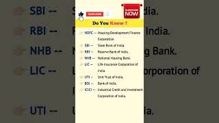 HDFCSBIRBINHBLICUTIBOIICICI Full Forms  Important Full Form [upl. by Anilahs]