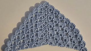 Dreieckstuch Muschelmuster nur zwei Reihen sehr einfach Tutorial Triangle shawl scarfeasy [upl. by Sirahs512]