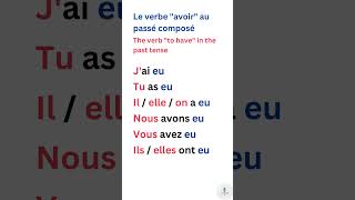 Le verbe avoir  The verb To have  En passé composé  In past tense [upl. by Anthiathia]