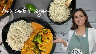 BrokkoliLauchCurry mit Low Carb Reis vegan  Gesundes Mittagessen mit wenig Kohlenhydraten [upl. by Yul]