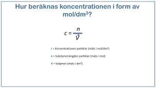 Kemiska beräkningar Koncentration substansmängd och volym [upl. by Ube350]