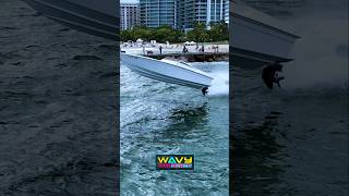 Powerboat gets big air at Haulover Inlet  Wavy Boats [upl. by Adaliah754]