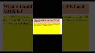 Difference between JFET and MOSFET [upl. by Armitage]