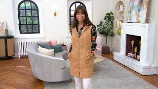 Susan Graver Quilted CinchedWaist Vest with Hood on QVC [upl. by Upali]