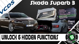 UNLOCK 6 HIDDEN FUNCTIONS ON SKODA SUPERB 3  VCDSCODING amp OBDELEVEN [upl. by Gerlac]