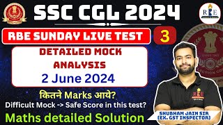 RBE SSC CGL 2024 Live Mock Test 3 Analysis and Solution SSC CGL 2024 Maths practice Mix [upl. by Pedaias]