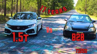 Ek Coupe B20 vs 10th Gen Si  How much faster is the new age civic [upl. by Eneladgam]