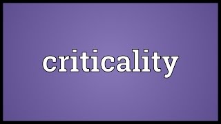 Criticality Meaning [upl. by Euqnom956]