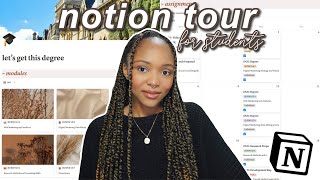 HOW I ORGANIZE UNIVERSITYSCHOOL WITH NOTION  Aesthetic Notion Tour for Students  FREE Template [upl. by Tremann]