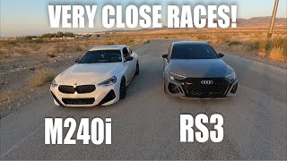 2024 8Y Audi RS3 stock vs 2023 BMW M240i RWD RACE [upl. by Odlopoel]