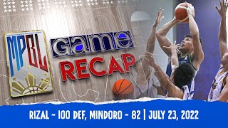 MPBL FULL GAME RECAP  MINDORO VS RIZAL  JULY 23 2022 [upl. by Ecnerol]