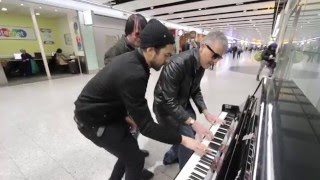 THREE PIANO DUDES BOOGIE WOOGIE THE AIRPORT [upl. by Sculley]