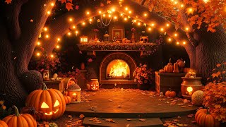 Cozy Autumn Halloween Fireplace  Crackling Fire amp Fall Ambience  3 Hours [upl. by Ecnatsnok]