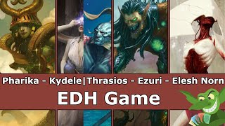 Pharika vs Kydele  Thrasios vs Ezuri vs Elesh Norn EDH  CMDR game play for Magic The Gathering [upl. by Elrebma665]