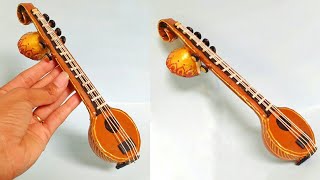 Miniature Veena Making  How To Make  Indian Musical Instruments  DIYCreative Craft Punekar Sneha [upl. by Ydaj]