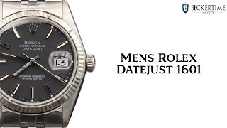 Mens Rolex Stainless Steel Datejust 1601 Watch with Black Dial [upl. by Alrich]