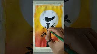 Sunset drawing trending viral art shorts sunset bird [upl. by Woodrow]