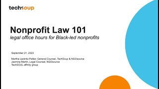 Nonprofit Law 101 Legal Office Hours for Black Led Nonprofit Organizations [upl. by Nacim]