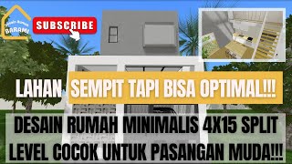 Desain rumah minimalis 4x15 split level [upl. by Noirad]