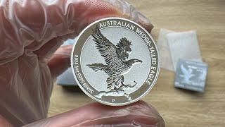 Australian Wedgetailed Eagle 2023 1oz Silver Incused Coin [upl. by Mandelbaum85]