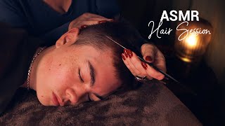 💤 ASMR Hair Session for Sleep 💜 Scalp Inspection amp Massage 💤 [upl. by Nylsej]