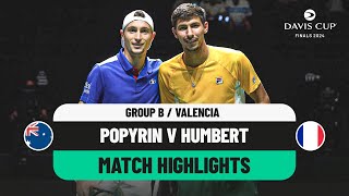 Alexei Popyrin v Ugo Humbert Highlights  Australia v France Davis Cup 2024 Finals Group Stage [upl. by Berner]