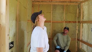 Converting SHIPPING CONTAINER Into 2 Bedroom Cabin  Ready For Drywall [upl. by Arikehs]