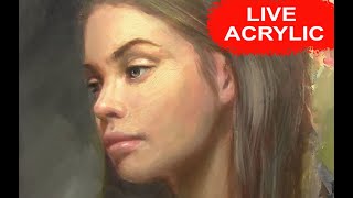 Live acrylic painting  How to paint a portrait in Acrylics [upl. by Straub]