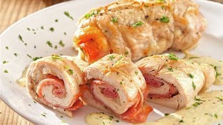 Rollitos de pollo con jamón y queso al horno [upl. by Ule545]