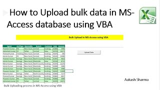 How to Upload bulk data in MSAccess database using VBA [upl. by Hirst]