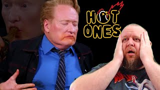 Conan on Hot Ones REACTION  Hes a MADMAN [upl. by Yurik]