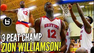 3 PEAT Zion Williamson SLAMS IT HOME in LAST HS GAME [upl. by Durwood]