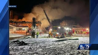 Crews battle barn fire [upl. by Anassor]