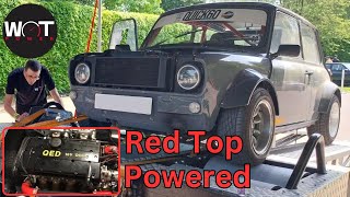 Vauxhall Red Top Powered Mini on Carbs dyno Pull Rolling Road Power Run [upl. by Nnylrefinnej]