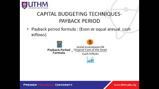 BPB 31903 CAPITAL BUDGETING TECHNIQUES PAYBACK PERIOD p3 [upl. by Llohcin]