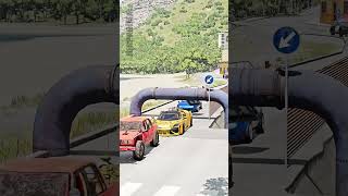 Colorful cars vs Low Pipe Barrier BeamNGDrive beamngshorts [upl. by Nas]