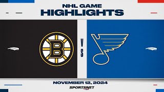 NHL Highlights  Bruins vs Blues  November 12 2024 [upl. by Anialahs410]