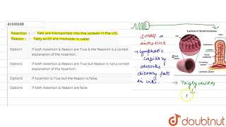 Assertion  Fats are transported into the lacteals in the villi Reason  Fatty acids are [upl. by Buzzell]