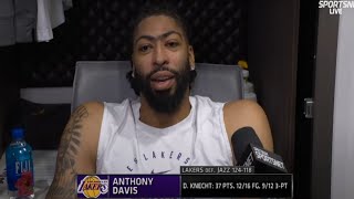 Postgame  Anthony Davis Says Dalton Knecht is Making Waves Across the NBA After Lakers Win vs Jazzquot [upl. by Aizirk120]